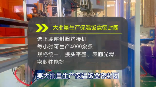 「視頻」大批量生產保溫飯盒密封圈，選正凌密封圈粘接機！